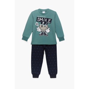 Pretty Baby Πυζάμα Βρεφική Χειμερινή Με Τύπωμα Smile Bαμβακερή 100%