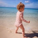 Swim Essentials Ολόσωμο μαγιό με μακριά μανίκια "Old pink Leopard"