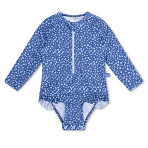 Swim Essentials Ολόσωμο μαγιό με μακριά μανίκια "Blue Leopard"