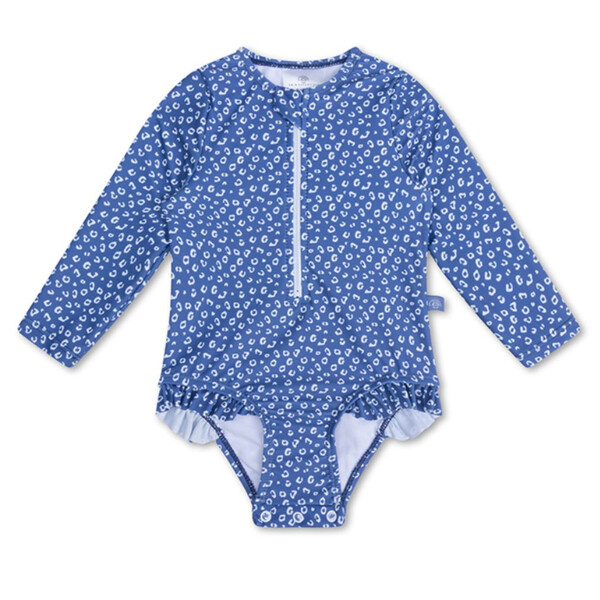 Swim Essentials Ολόσωμο μαγιό με μακριά μανίκια "Blue Leopard"