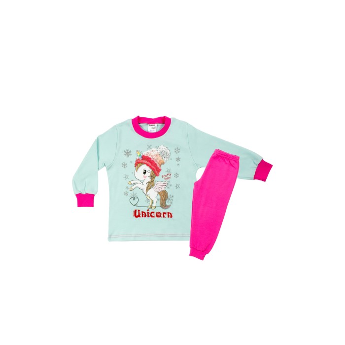 Βαμβακερή Πυζάμα Χειμερινή Με Τύπωμα Unicorn Pretty Baby