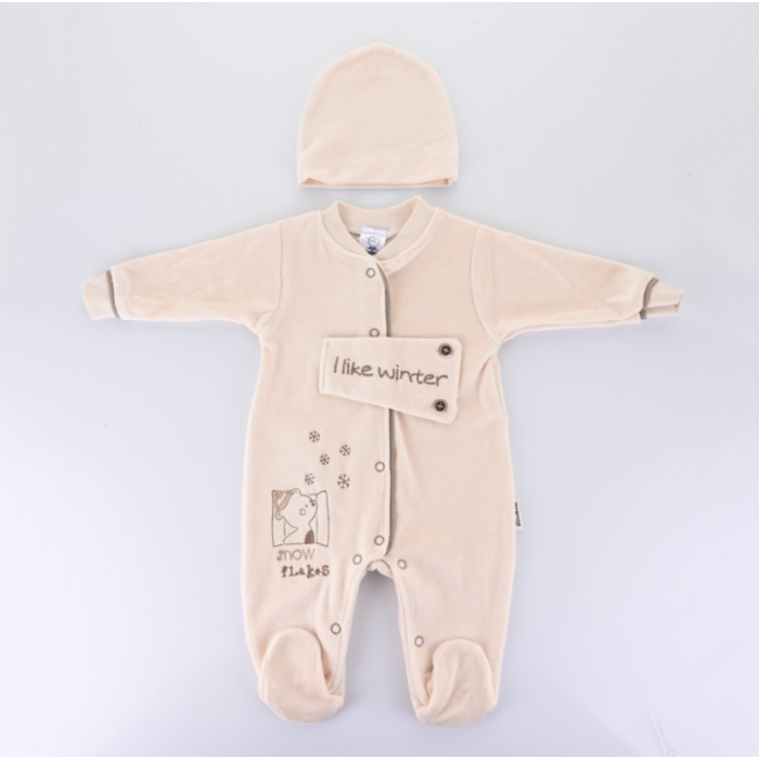 Βρεφικό Φορμάκι Βελουτέ Beige Bebelinna