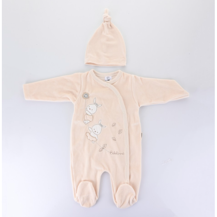 Βρεφικό Φορμάκι Βελουτέ Ekrou Bebelinna