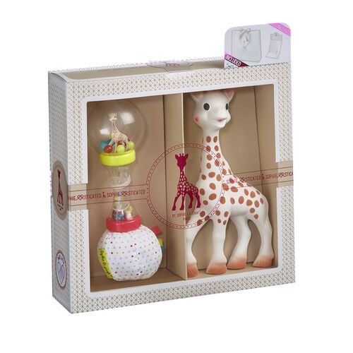 Sophie la girafe Σετ δώρου Sophiesticated με την Σόφι και κουδουνίστρα μαλακή μαράκα
