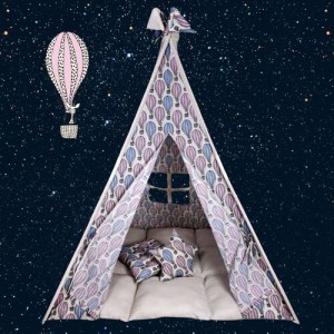 BabyBliss: Μεγάλη υφασμάτινη σκηνή με παχύ στρώμα και 2 μαξιλαράκια "Chase Your Dreams In A Balloon"