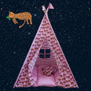 BabyBliss: Μεγάλη υφασμάτινη σκηνή με παχύ στρώμα και 2 μαξιλαράκια "Spots Tell Tales Of The Leopard"