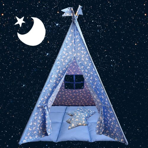 BabyBliss: Μεγάλη υφασμάτινη σκηνή με παχύ στρώμα και 2 μαξιλαράκια "Fly Me To The Moon" BabyBliss: Μεγάλη υφασμάτινη σκηνή με παχύ στρώμα και 2 μαξιλαράκια "Fly Me To The Moon"