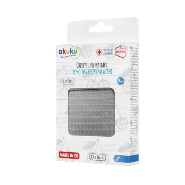 Akuku Θερμοφόρα Με Κουκούτσια Από Κεράσι 13x16cm Γκρι