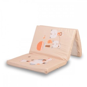 Αναδιπλούμενο Στρώμα Παρκοκρέβατου Ζωάκια Μπεζ 60x120x5cm Moni