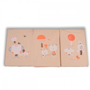 Αναδιπλούμενο Στρώμα Παρκοκρέβατου Ζωάκια Μπεζ 60x120x5cm Moni