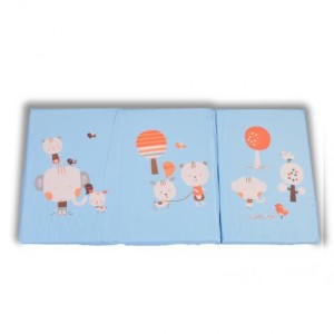 Αναδιπλούμενο Στρώμα Παρκοκρέβατου Μπλε Ζωάκια 60x120x5cm Moni