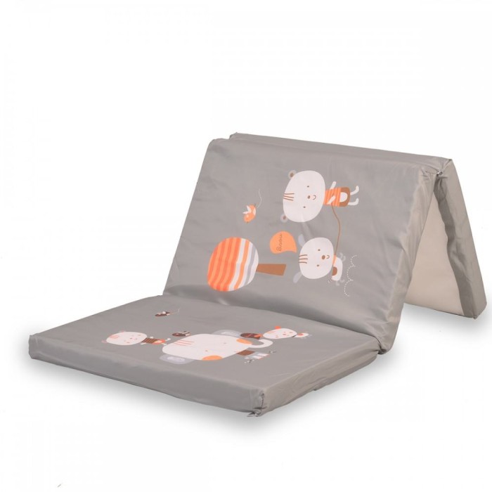 Αναδιπλούμενο Στρώμα Παρκοκρέβατου Ζωάκια Γκρι 60x120x5cm Moni