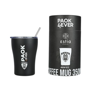 Ανοξείδωτο Θερμός - Κούπα Coffee Mug Με Καλαμάκι 350ml Paok BS Edition Estia