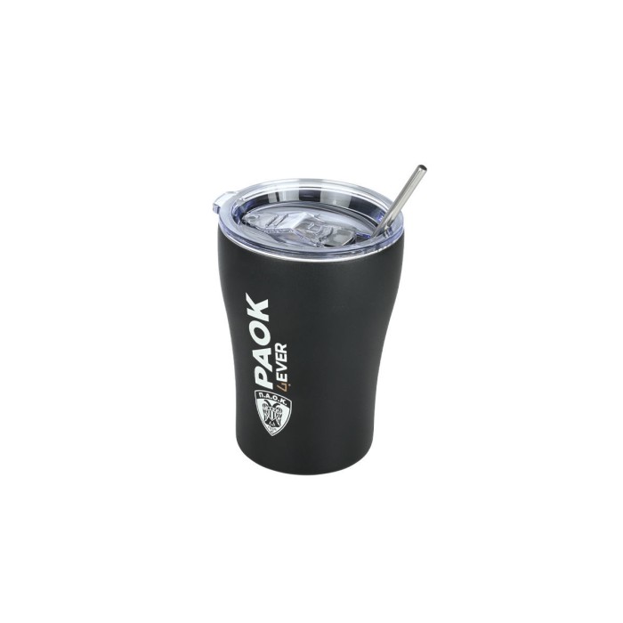 Ανοξείδωτο Θερμός - Κούπα Coffee Mug Με Καλαμάκι 350ml Paok BS Edition Estia