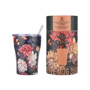 Ανοξείδωτο Θερμός - Κούπα Coffee Mug Με Καλαμάκι 350ml Save the Aegean Midnight Blossom Estia