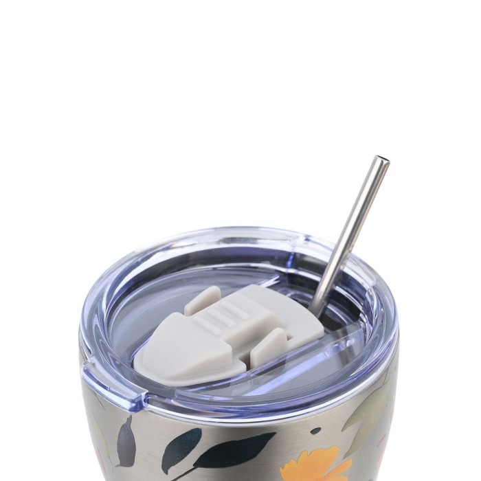 Ανοξείδωτο Θερμός - Κούπα Coffee Mug Με Καλαμάκι 350ml Save the Aegean Silver Botanic Estia Ανοξείδωτο Θερμός - Κούπα Coffee Mug Με Καλαμάκι 350ml Save the Aegean Silver Botanic Estia