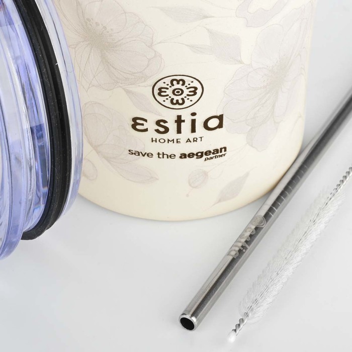 Ανοξείδωτο Θερμός - Κούπα Coffee Mug Με Καλαμάκι 350ml Save the Aegean Terra Serenity Estia Ανοξείδωτο Θερμός - Κούπα Coffee Mug Με Καλαμάκι 350ml Save the Aegean Terra Serenity Estia