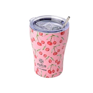 Ανοξείδωτο Θερμός - Κούπα Coffee Mug Με Καλαμάκι 350ml Save the Aegean Cherry Rose Estia Ανοξείδωτο Θερμός - Κούπα Coffee Mug Με Καλαμάκι 350ml Save the Aegean Cherry Rose Estia