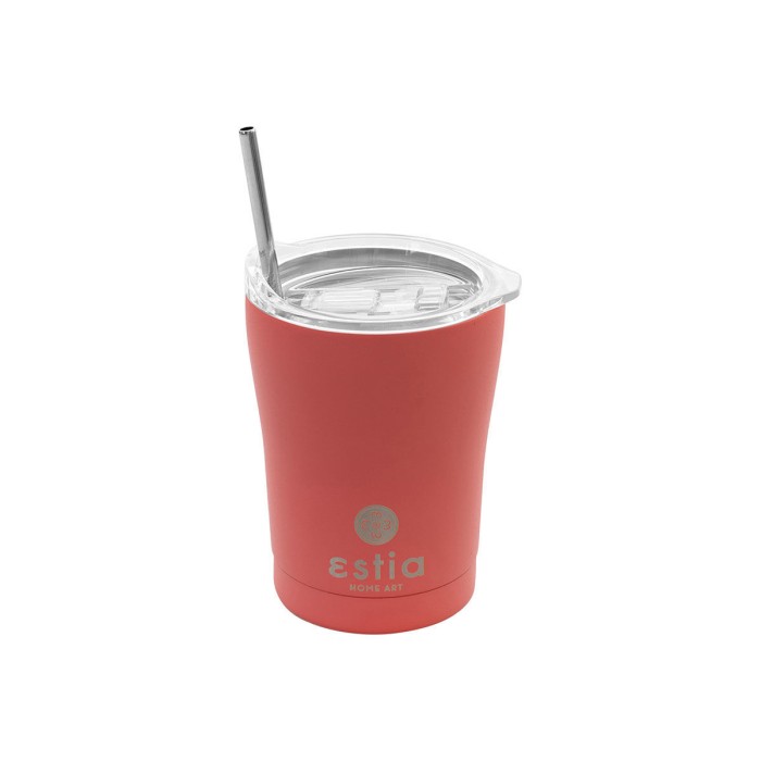 Ανοξείδωτο Θερμός - Κούπα Coffee Mug Με Καλαμάκι 350ml Save the Aegean Fusion Coral Estia