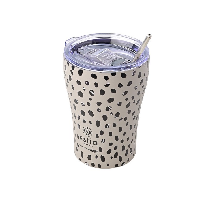 Ανοξείδωτο Θερμός - Κούπα Coffee Mug Με Καλαμάκι 350ml Save the Aegean Leopard Taupe Estia Ανοξείδωτο Θερμός - Κούπα Coffee Mug Με Καλαμάκι 350ml Save the Aegean Leopard Taupe Estia