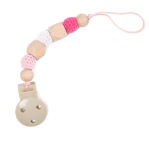 Bo Jungle Ξύλινη Αλυσίδα Πιπίλας Ροζ