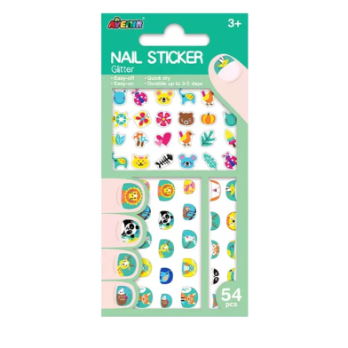 Avenir Παιδικά Αυτοκόλλητα Νυχιών Animals Glitter 54τμχ
