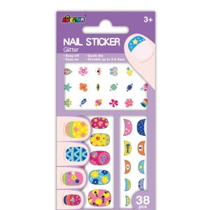 Avenir Παιδικά Αυτοκόλλητα Νυχιών Flower Glitter 38τμχ