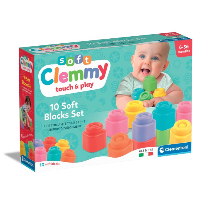 Baby Clementoni Soft Clemmy Touch & Play Μαλακά Premium Τουβλάκια 10 τμχ Για 6-36 Μηνών Baby Clementoni Soft Clemmy Touch & Play Μαλακά Premium Τουβλάκια 10 τμχ Για 6-36 Μηνών
