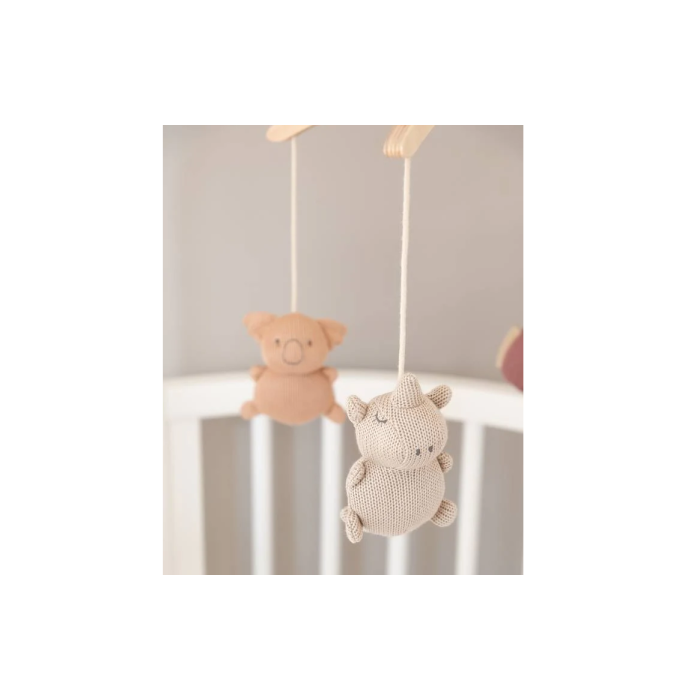 Bamboom Κρεμαστό Ξύλινο Μουσικό Περιστρεφόμενο Με Πλεκτά Παιχνίδια Από Bamboo Animal Friends