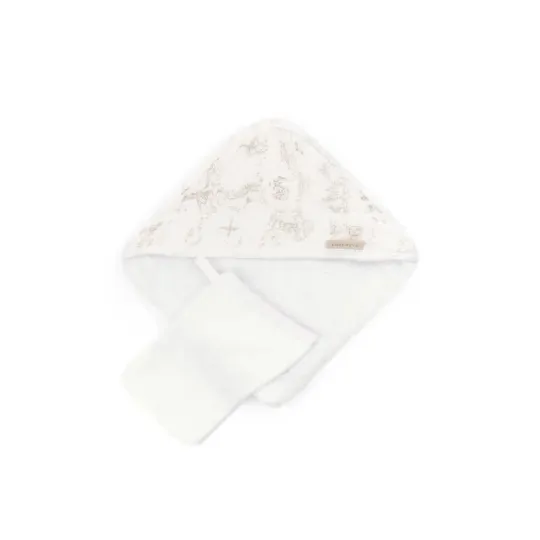 Bamboom Πετσέτα με κουκούλα Και  Γάντι BOOMY'S WORLD OYSTER GREY