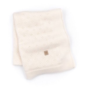 Bamboom Πλεκτή Κουβέρτα Ανοιχτής Πλέξης Λευκό 