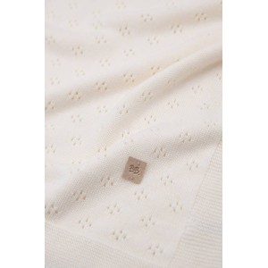 Bamboom Πλεκτή Κουβέρτα Ανοιχτής Πλέξης Λευκό 