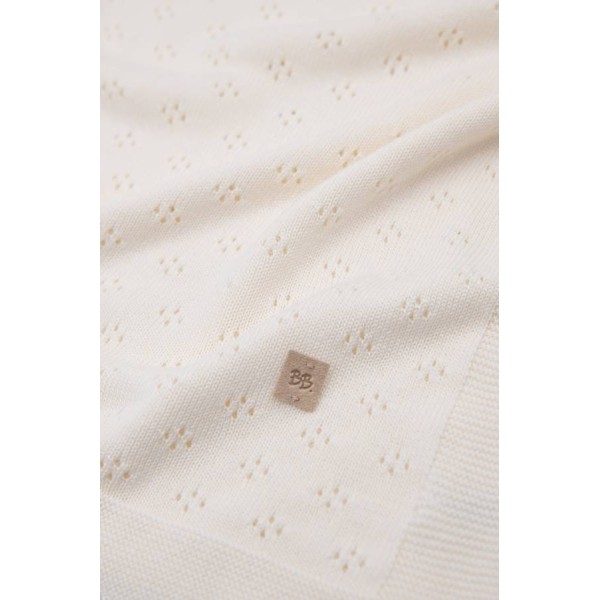 Bamboom Πλεκτή Κουβέρτα Ανοιχτής Πλέξης Λευκό 