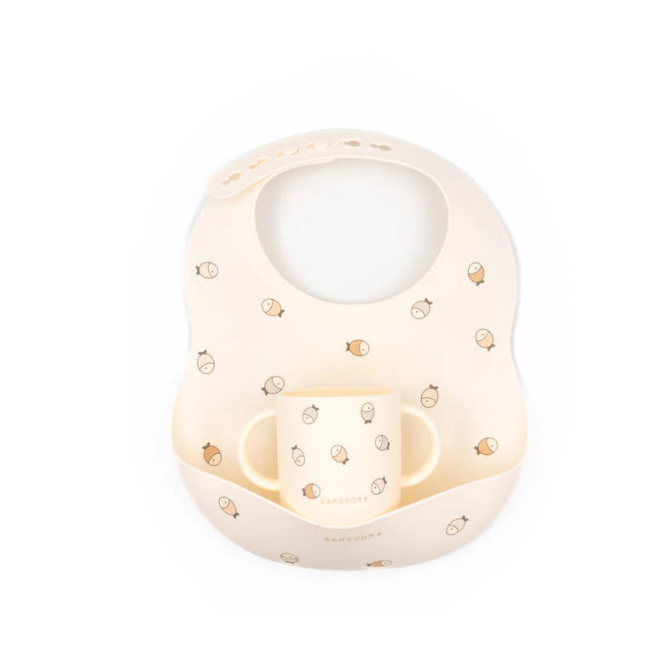 Bamboom Σετ Σαλιάρα Σιλικόνης Και Ποτήρι Fishes Bamboom Σετ Σαλιάρα Σιλικόνης Και Ποτήρι Fishes