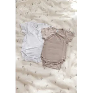 Bamboom Βρεφικά Κορμάκια Κοντομάνικα 2τμχ Camel 3μηνών
