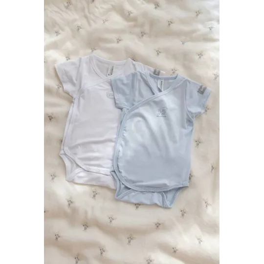 Bamboom Βρεφικά Κορμάκια Κοντομάνικα 2τμχ Light Blue 3μηνών