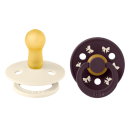 BIBS Colour Σετ Πιπίλες 2τμχ – Ivory/Plum Mix Στρόγγυλη No2