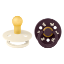 BIBS Colour Σετ Πιπίλες 2τμχ – Bow Ivory Plum Στρόγγυλη No1 BIBS Colour Σετ Πιπίλες 2τμχ – Bow Ivory Plum Στρόγγυλη No1