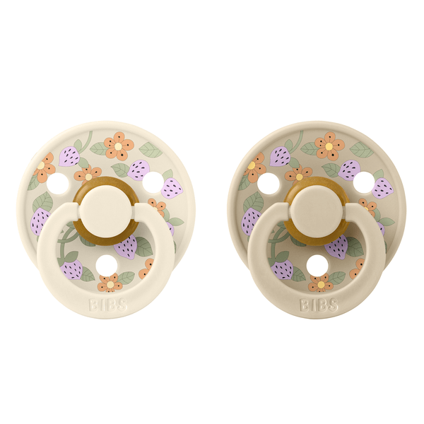 Bibs Liberty Σετ Πιπίλες 2τμχ Strawberries/Cream Ivory Mix Στρόγγυλη No1