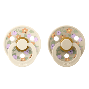 Bibs Liberty Σετ Πιπίλες 2τμχ Strawberries/Cream Ivory Mix Στρόγγυλη No2