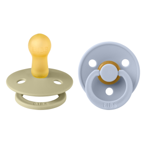 BIBS Πιπίλες Colour Round Καουτσούκ 2τμχ  Khaki/Dusty Blue No2