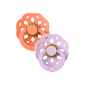 BIBS Πιπίλες Boheme Round Καουτσούκ 2τμχ Papaya / Violet Sky No2