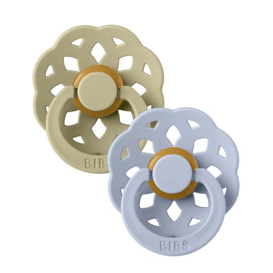 BIBS Πιπίλες Boheme Round Καουτσούκ 2τμχ Khaki / Dusty Blue No2