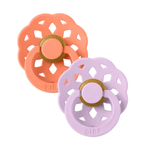 BIBS Πιπίλες Boheme Round Καουτσούκ 2τμχ Papaya / Violet Sky No1