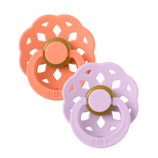 BIBS Πιπίλες Boheme Round Καουτσούκ 2τμχ Papaya / Violet Sky No1