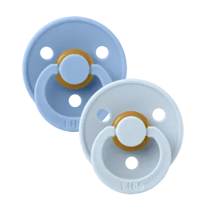 BIBS Πιπίλες Colour Round Καουτσούκ 2τμχ Sky Blue / Baby Blue No1