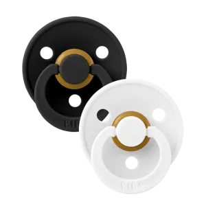 BIBS Πιπίλες Colour Round Καουτσούκ 2τμχ Black / White No1 BIBS Πιπίλες Colour Round Καουτσούκ 2τμχ Black / White No1