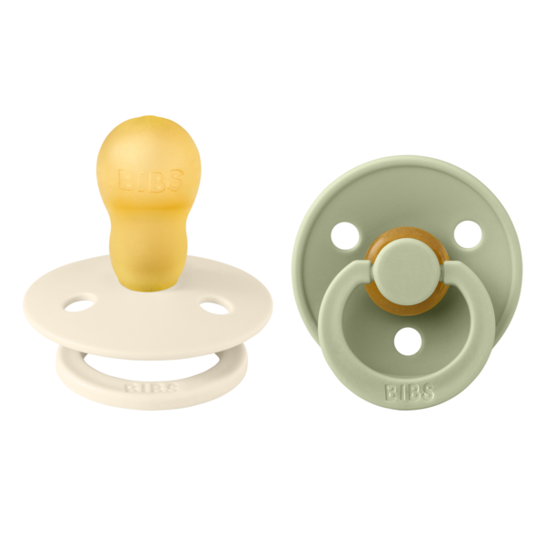 BIBS Πιπίλες Colour Round Καουτσούκ 2τμχ Ivory / Sage No3