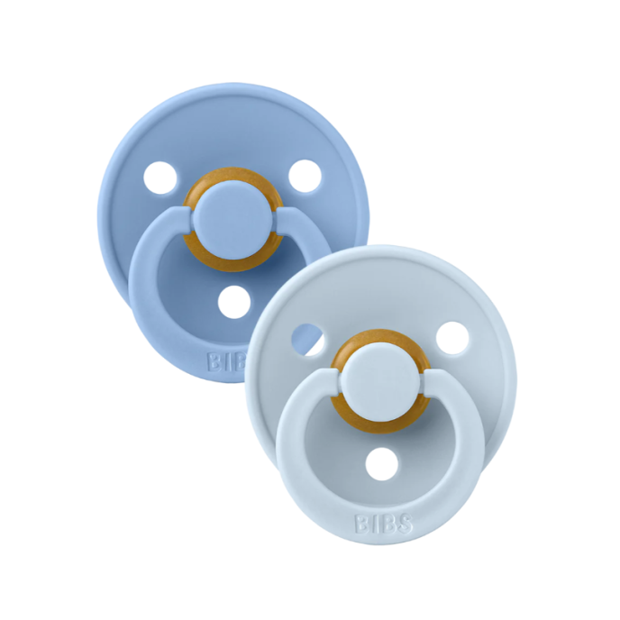 BIBS Πιπίλες Colour Round Καουτσούκ 2τμχ Sky Blue/Baby Blue No2
