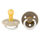 BIBS Πιπίλες Colour Round Καουτσούκ 2τμχ Vanilla/Dark Oak Glow No2